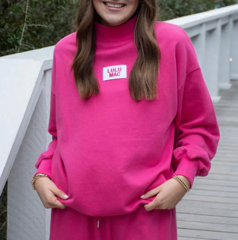 Hot Pink Terrycloth Mockneck | Lulu Mac