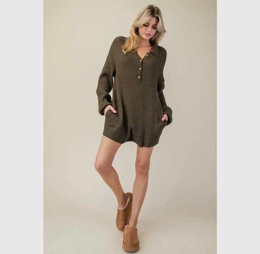 Dusty Brown Sweater Romper