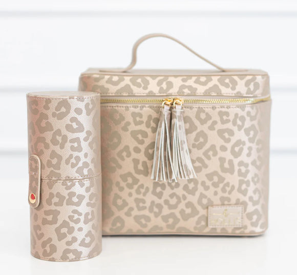 Hollis Leopard Lux Makeup Bag