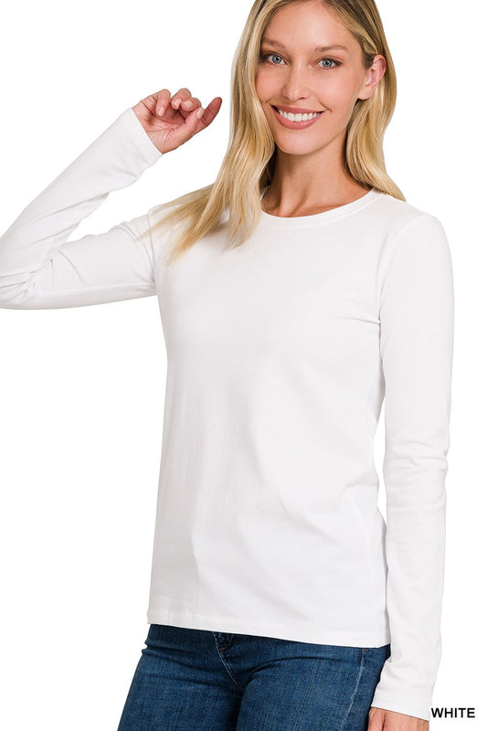 Cotton long sleeve round neck shirt