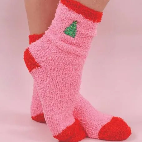 Simply Southern Pink Tree Fuzzy Socks