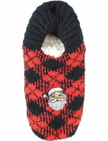 Simply Southern Plaid Santa Slipper Sock