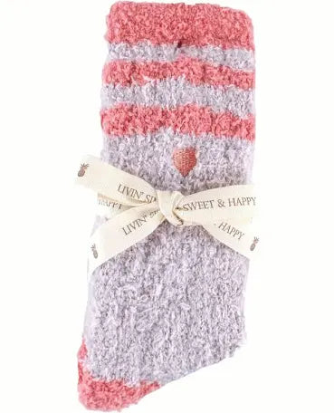 Simply Southern Pink/Grey Fuzzy Socks