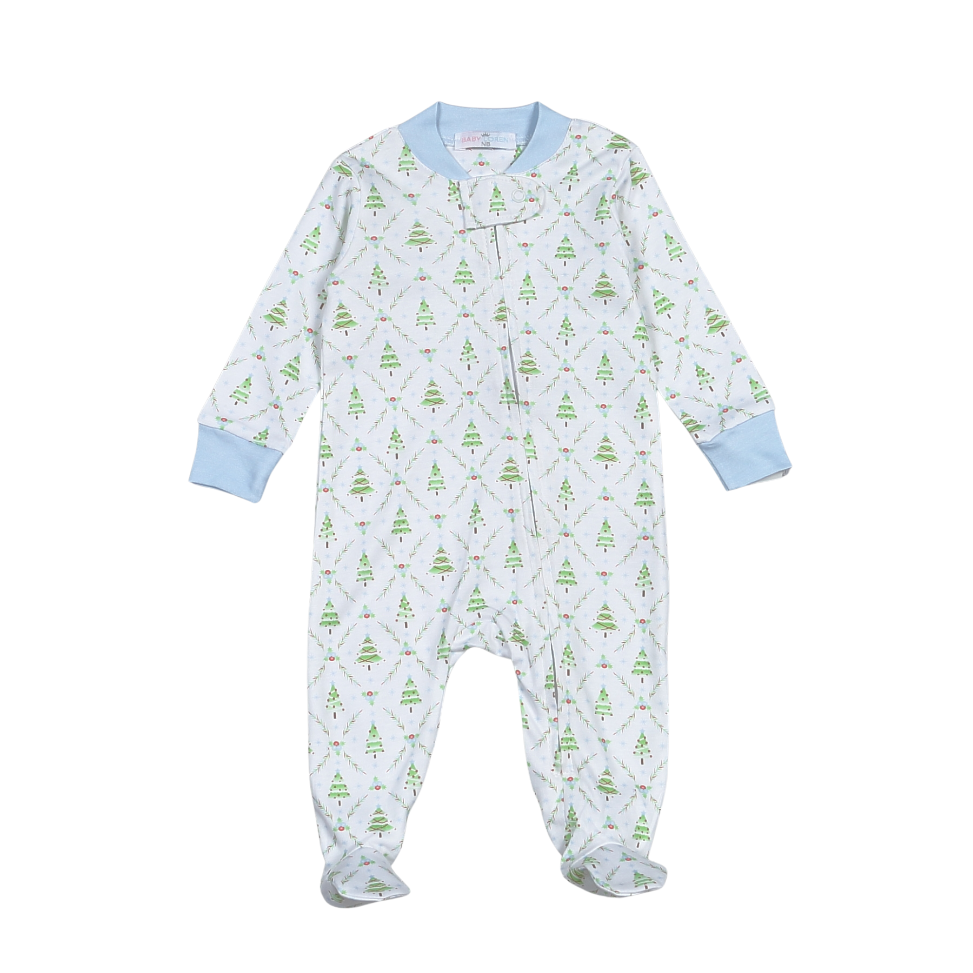 Holly Night Pima Zip Footie Boys