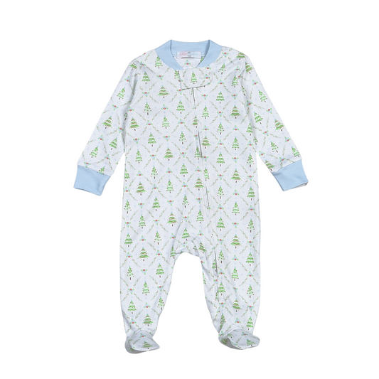 Holly Night Pima Zip Footie Boys