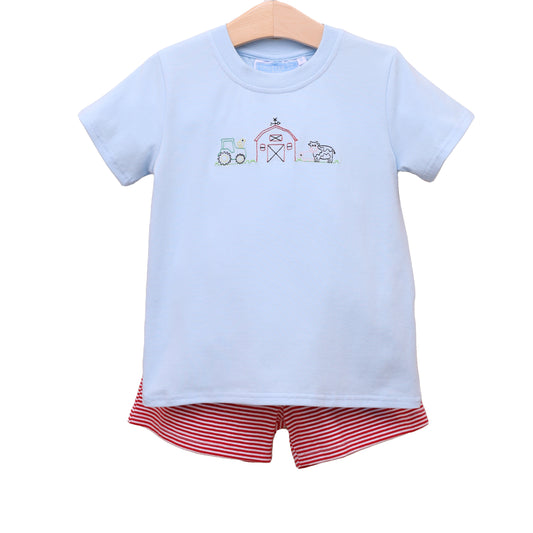 Farm embroidery short set