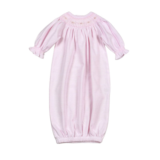 Sally Pink Stripes Hand Smocked Bishop Pima Gown Baby Loren
