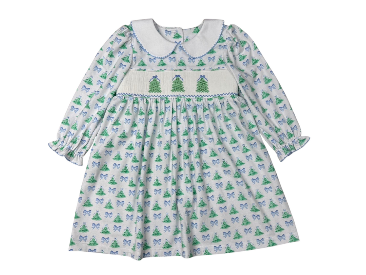 Christmas Tree Smocked Dress Three Sisters
