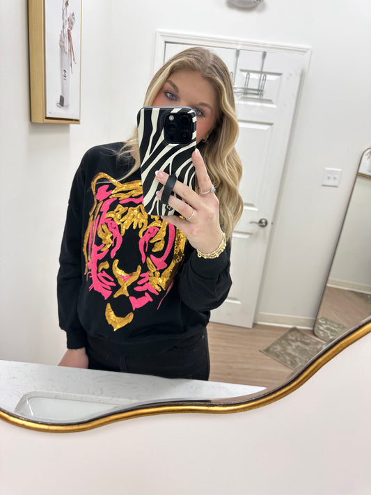 Wild one tiger sequin sweatshirt