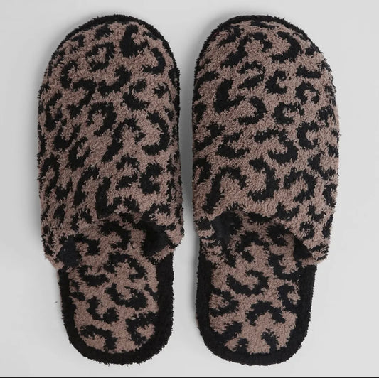Coffee Leopard Pattern Slipper Comfylux