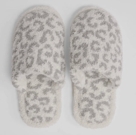 Grey Leopard Pattern Slipper Comfylux