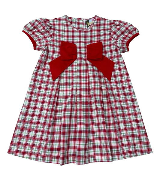 Christmas Plaid Kenzie Bow Dress Banana Split