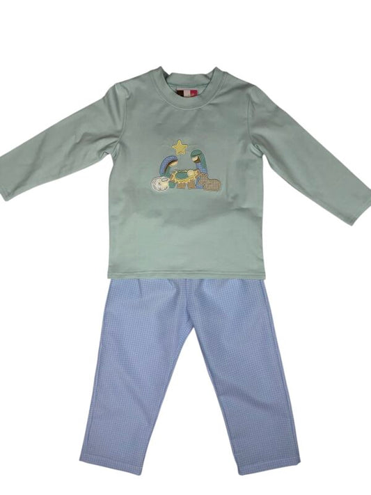 Nativity Appliqué Boy Pant Set Banana Split