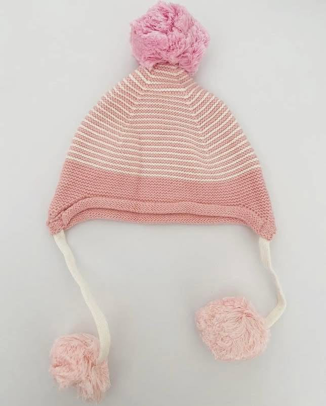 Pink & White Stripe Pom Hat