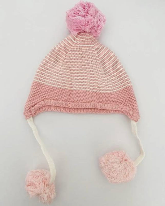 Pink & White Stripe Pom Hat