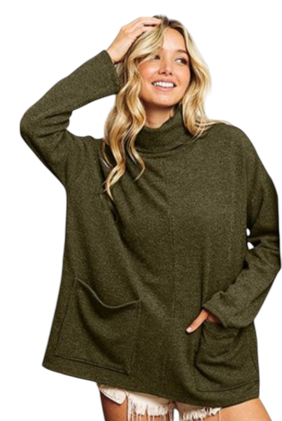 Olive Turtleneck Sweater