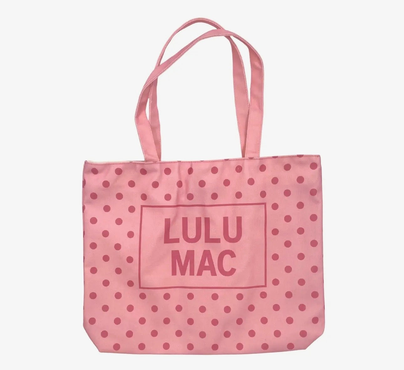Lulu Mac canvas tote hot pink dot