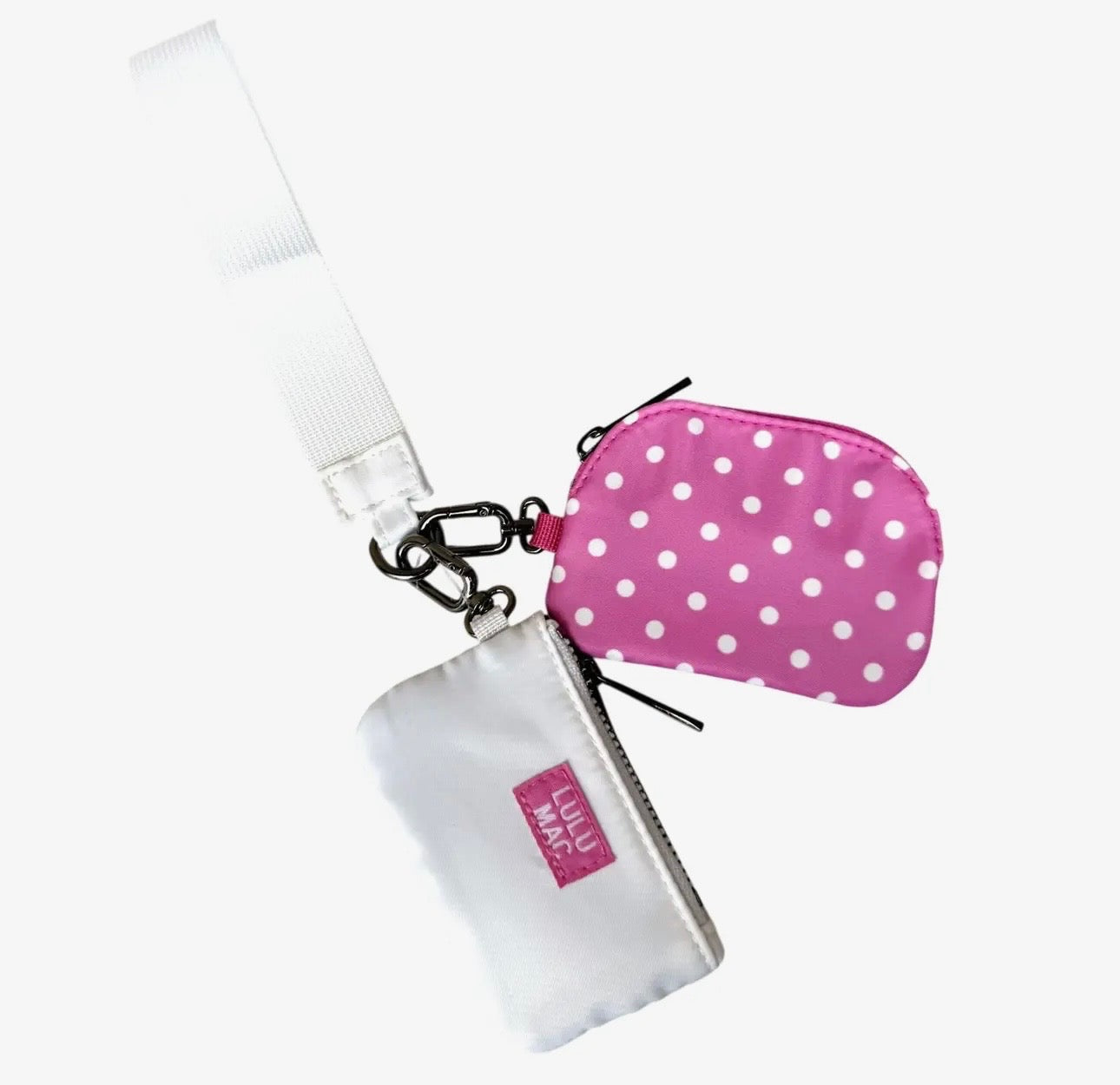 Lulu Mac wristlet pink/white dot