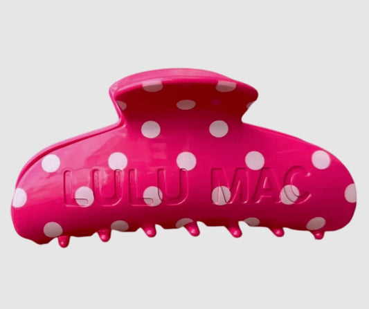 Lulu Mac hair clip pink/white dot