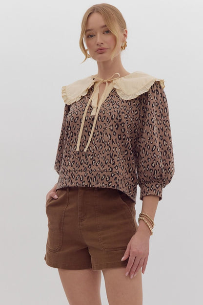 Leopard Mocha Blouse