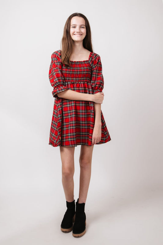 Youth Christmas plaid dress