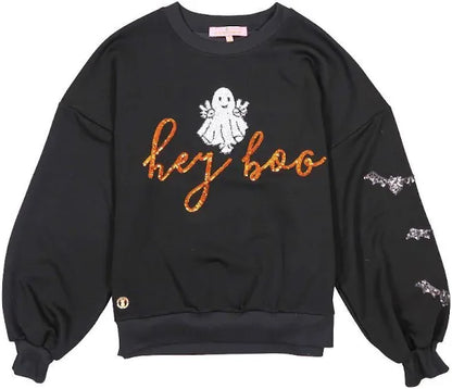 Hey Boo Sequin Sweatshirt Simply Southern