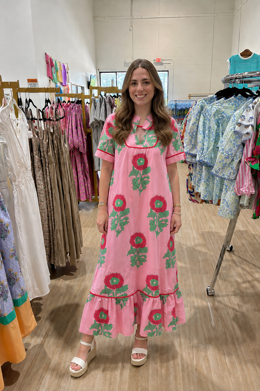 Red Bloom maxi dress