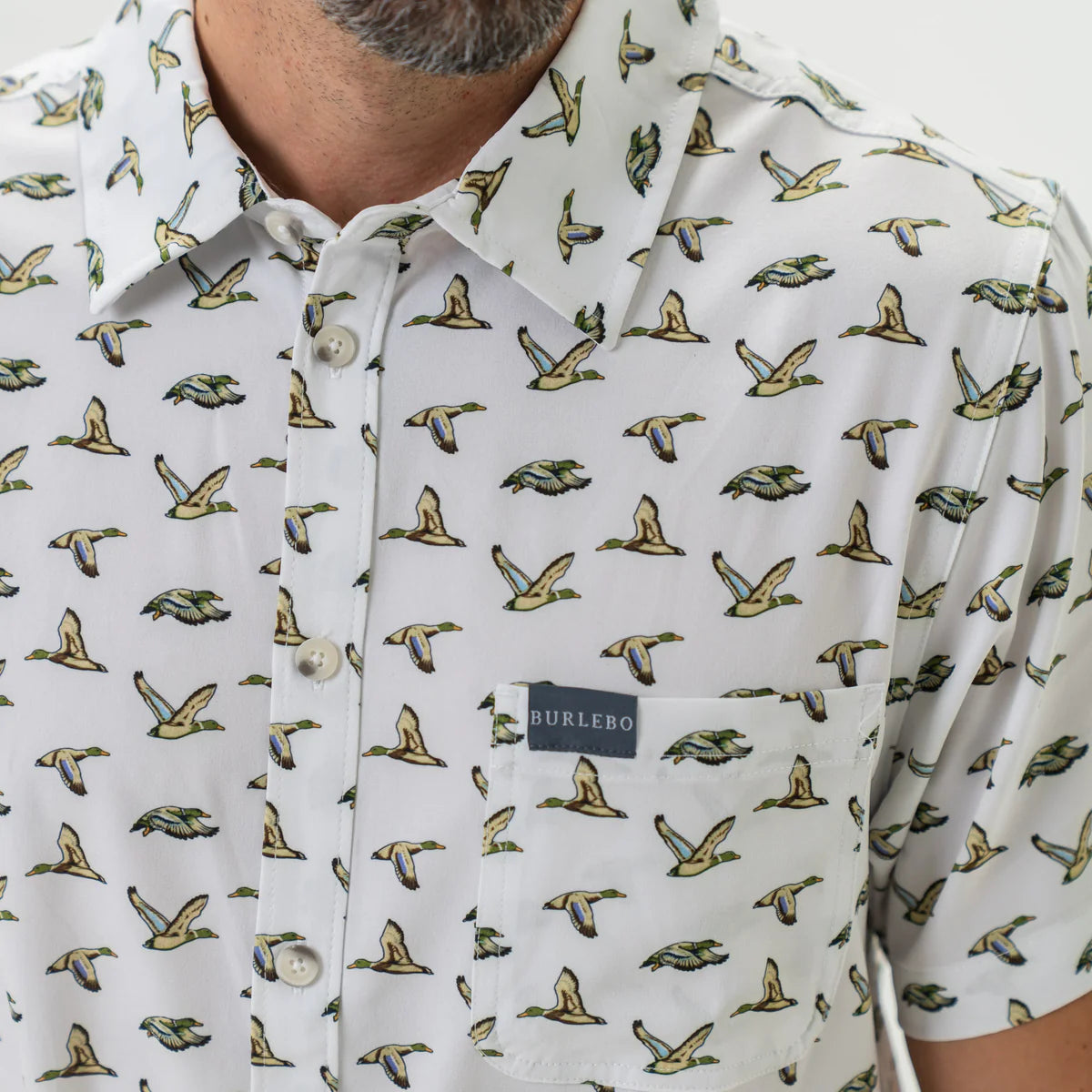 Flying Mallard Ducks Performance Button Up Burlebo