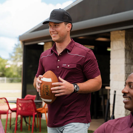 Maroon Pearl Snap Performance Polo Burlebo