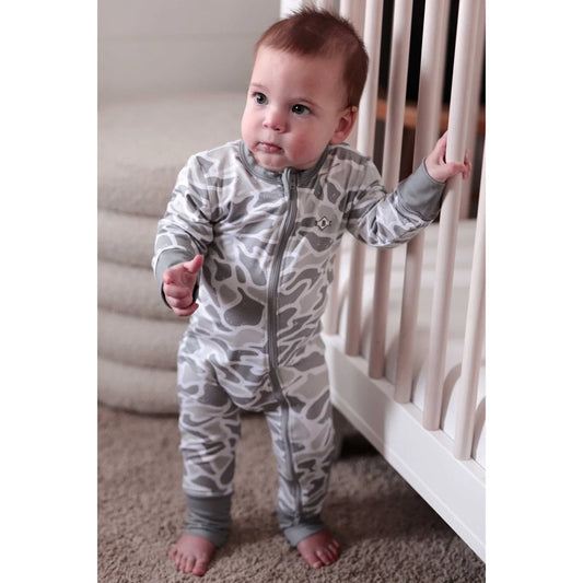 White Camo Baby Zip Up Burlebo