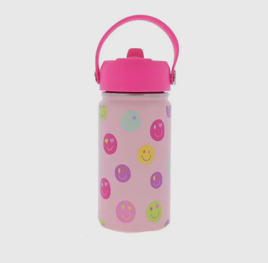 Kids smiley face insulated water bottle