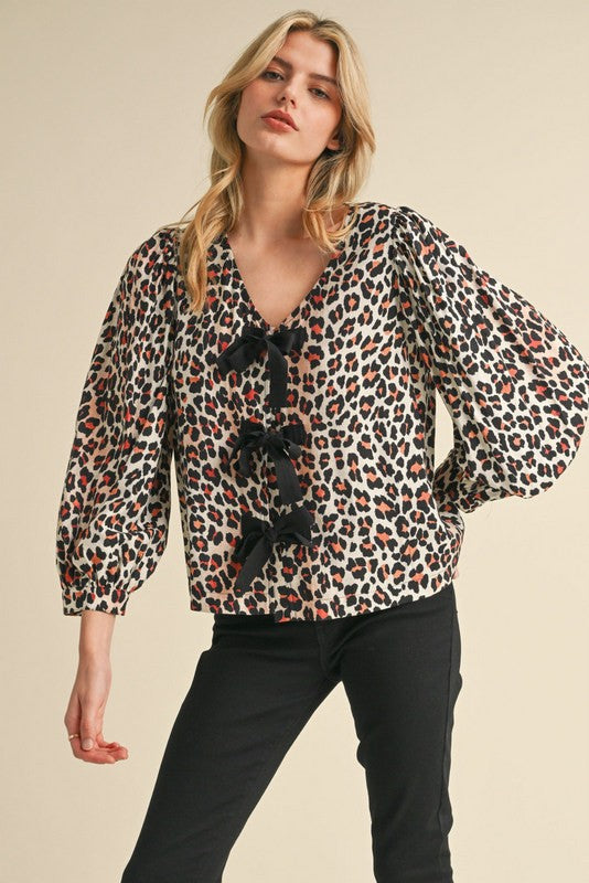 Cheetah bow blouse