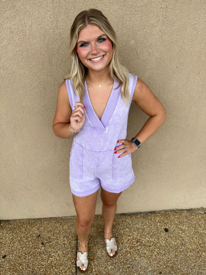 Lavender Softest mineral wash romper