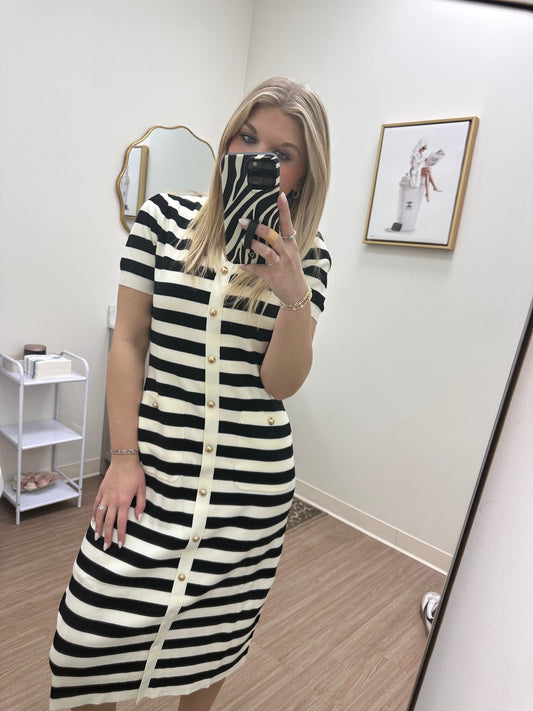Black Stripe Midi Dress
