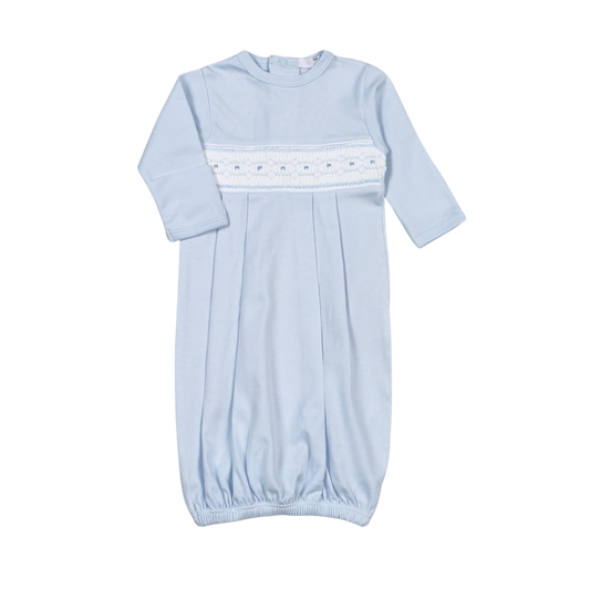 Tim Blue Stripes Hand Smocked Pima Gown