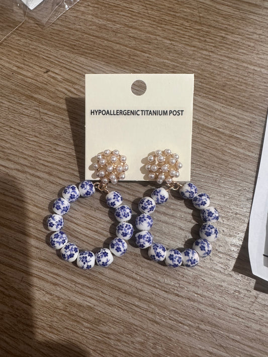 Blue Blossom & Pear Hoops