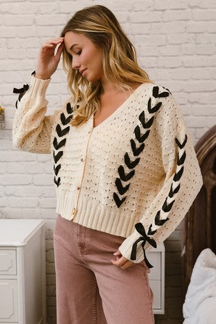 Ribbon tie sweater