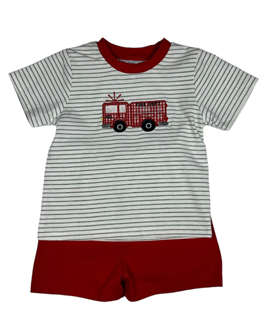 Firetruck Appliqué Boy Set
