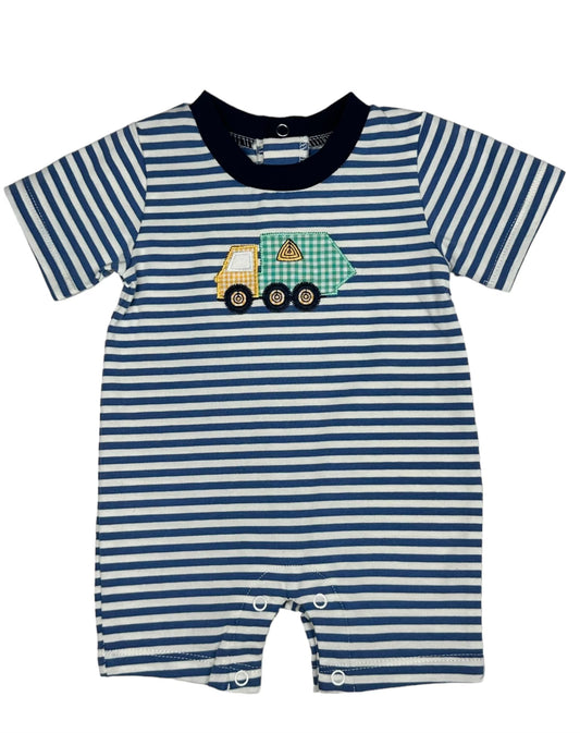 Garbage Truck Appliqué Boy Romper