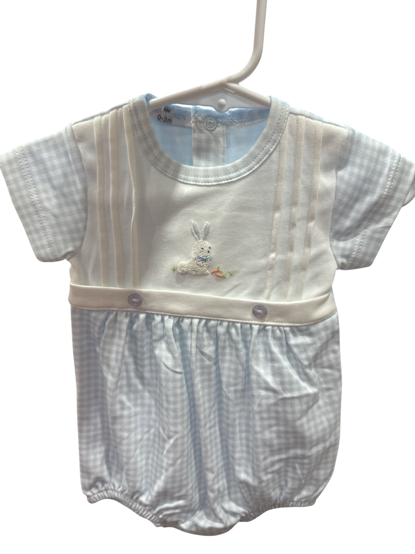Blue Check Bunny Bubble | Baby Loren