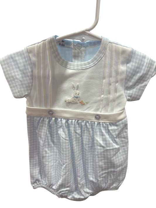 Blue Check Bunny Bubble | Baby Loren