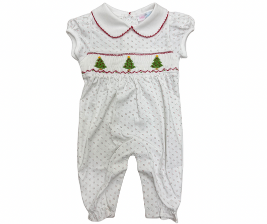 Christmas Tree Hand Smocked Pima Romper