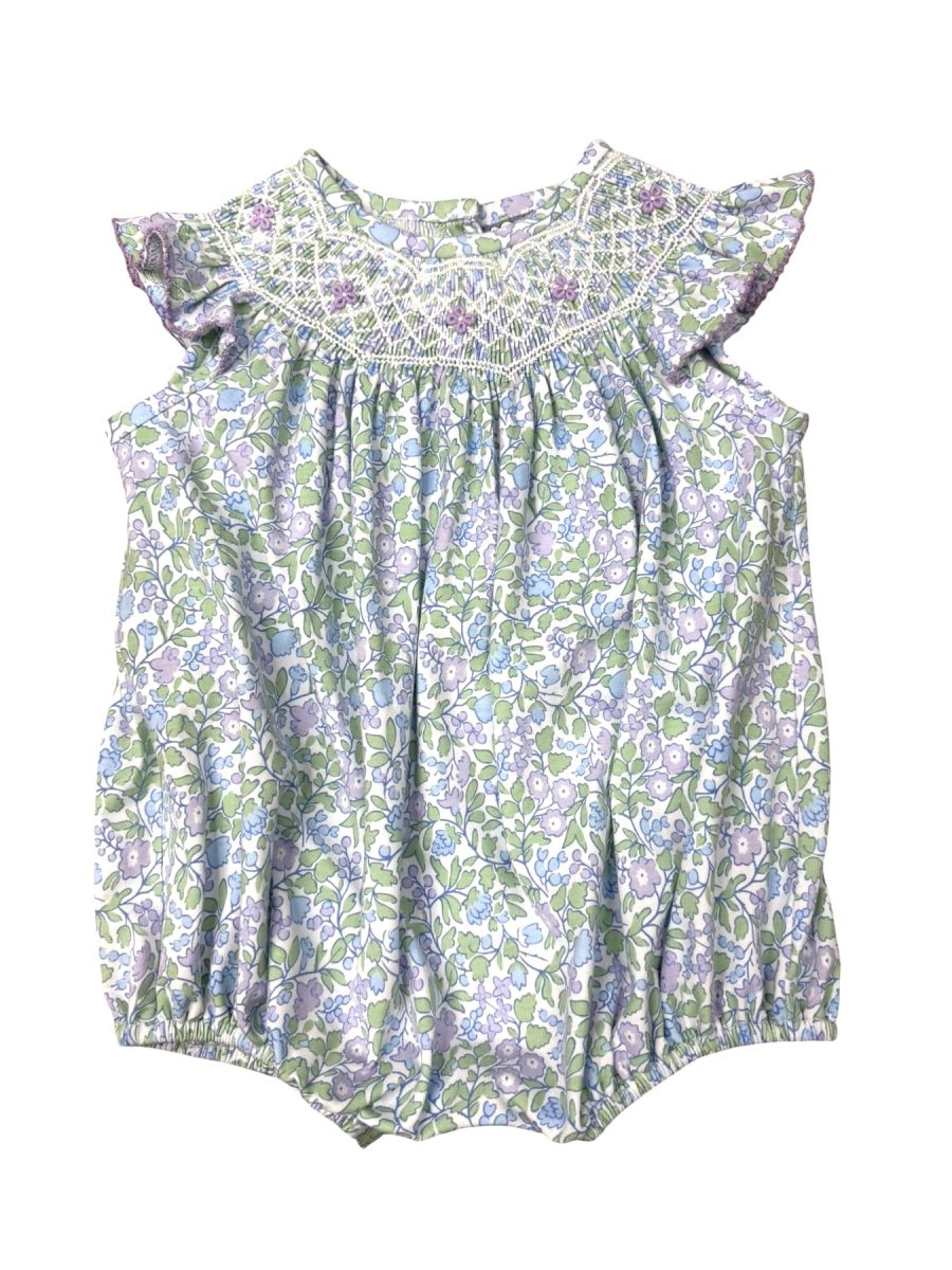 Lilac Floral Smocked Bubble