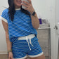 Ocean Blue Stripe Short Set