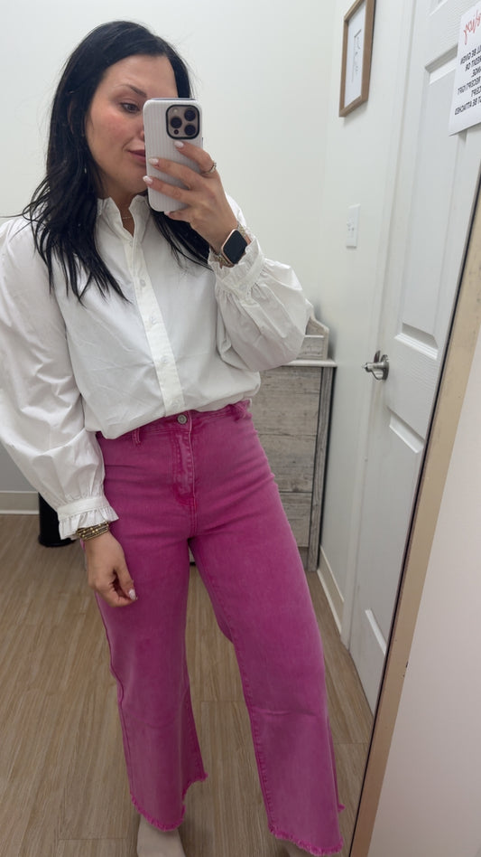 Acid Wash Jean | Hot pink