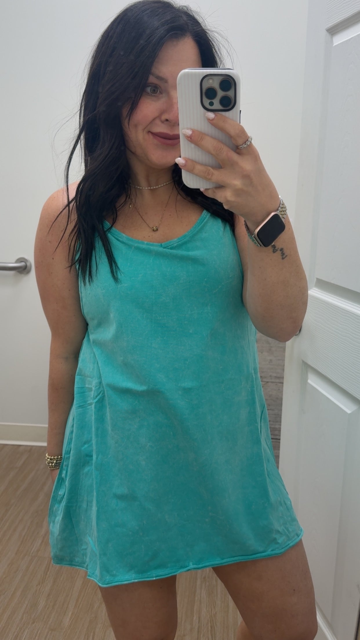 Washed Romper/Dress| Turquoise