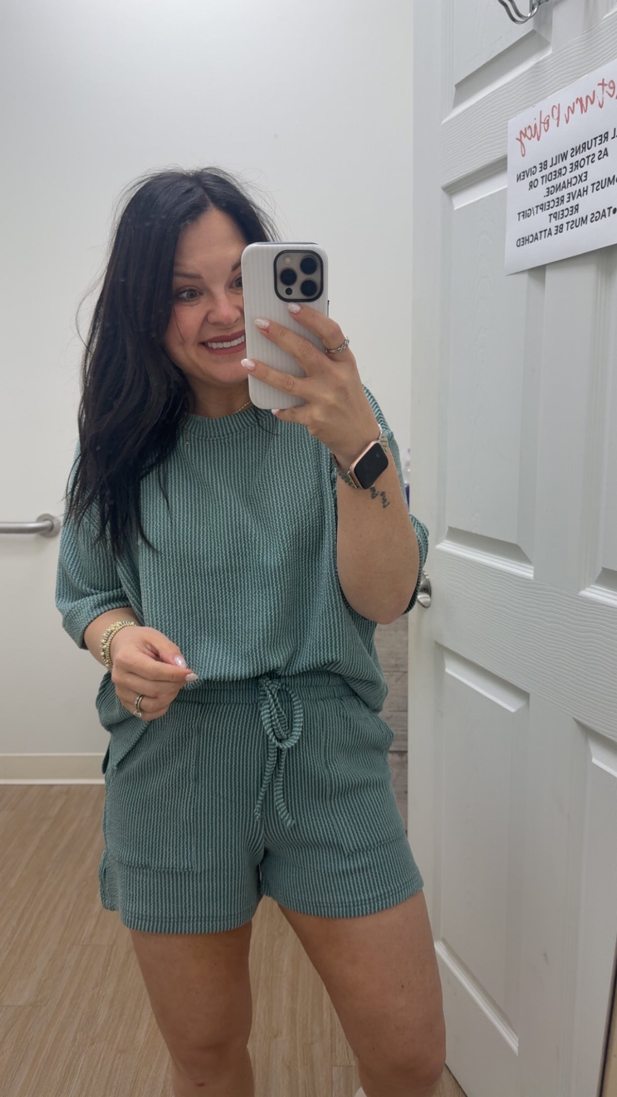 Jade Ribbed Short Set