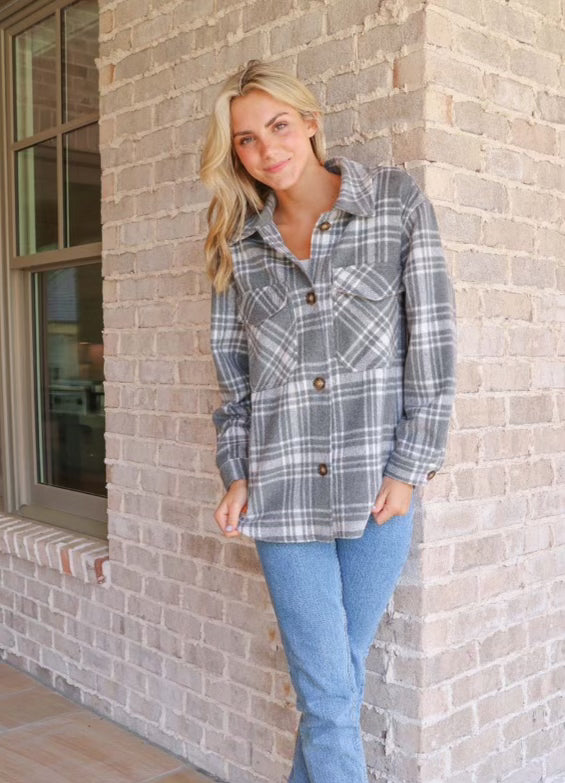 Gray Plaid Shacket