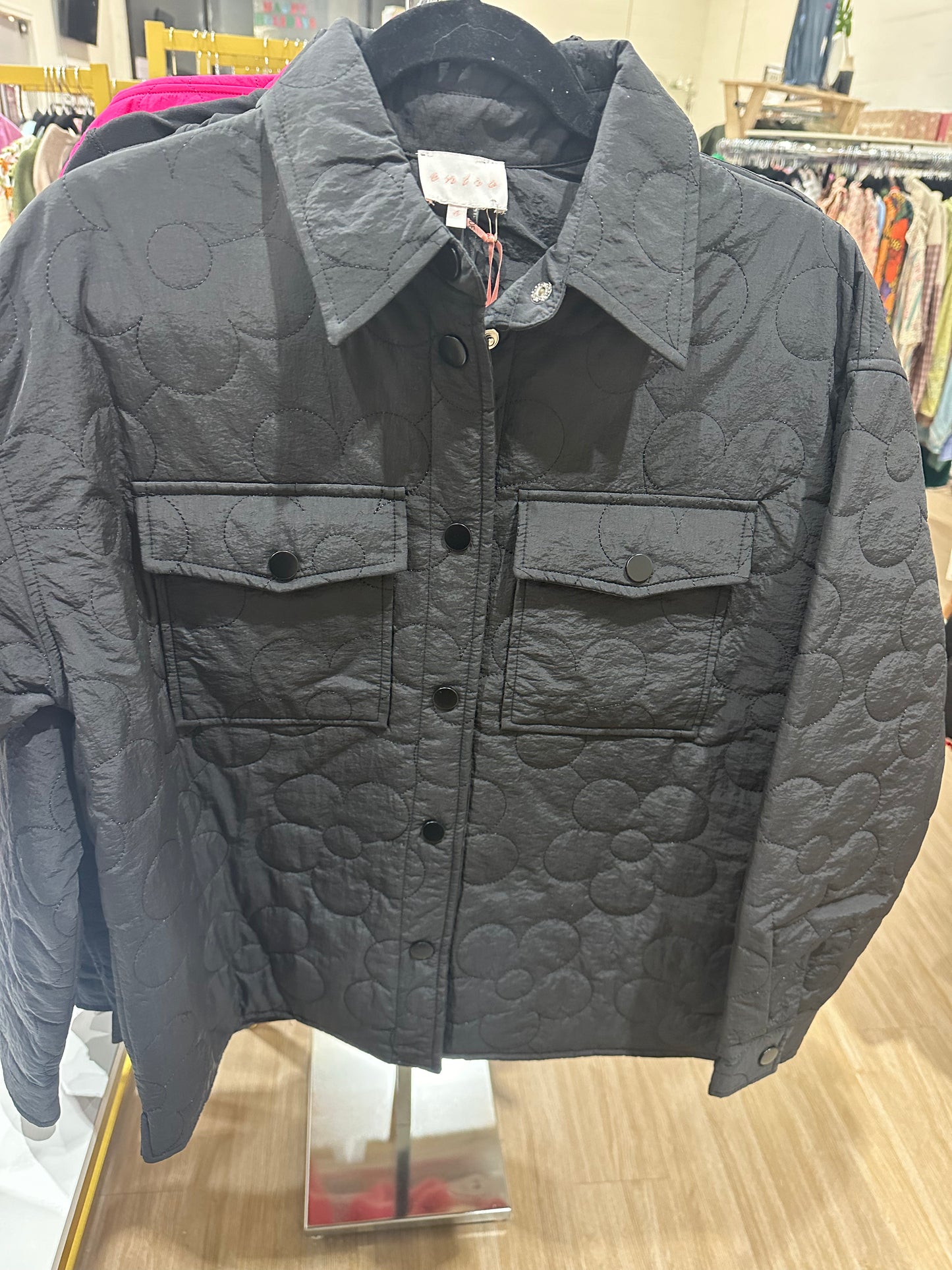 Black quilted flower jacket