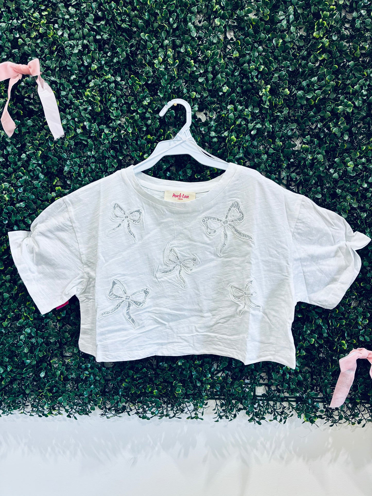 Tween Peach Love Bow shirt